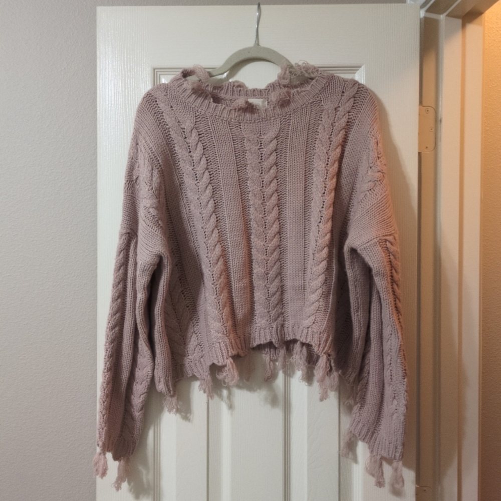 Altar'd State Blush Cable Knit Sweater